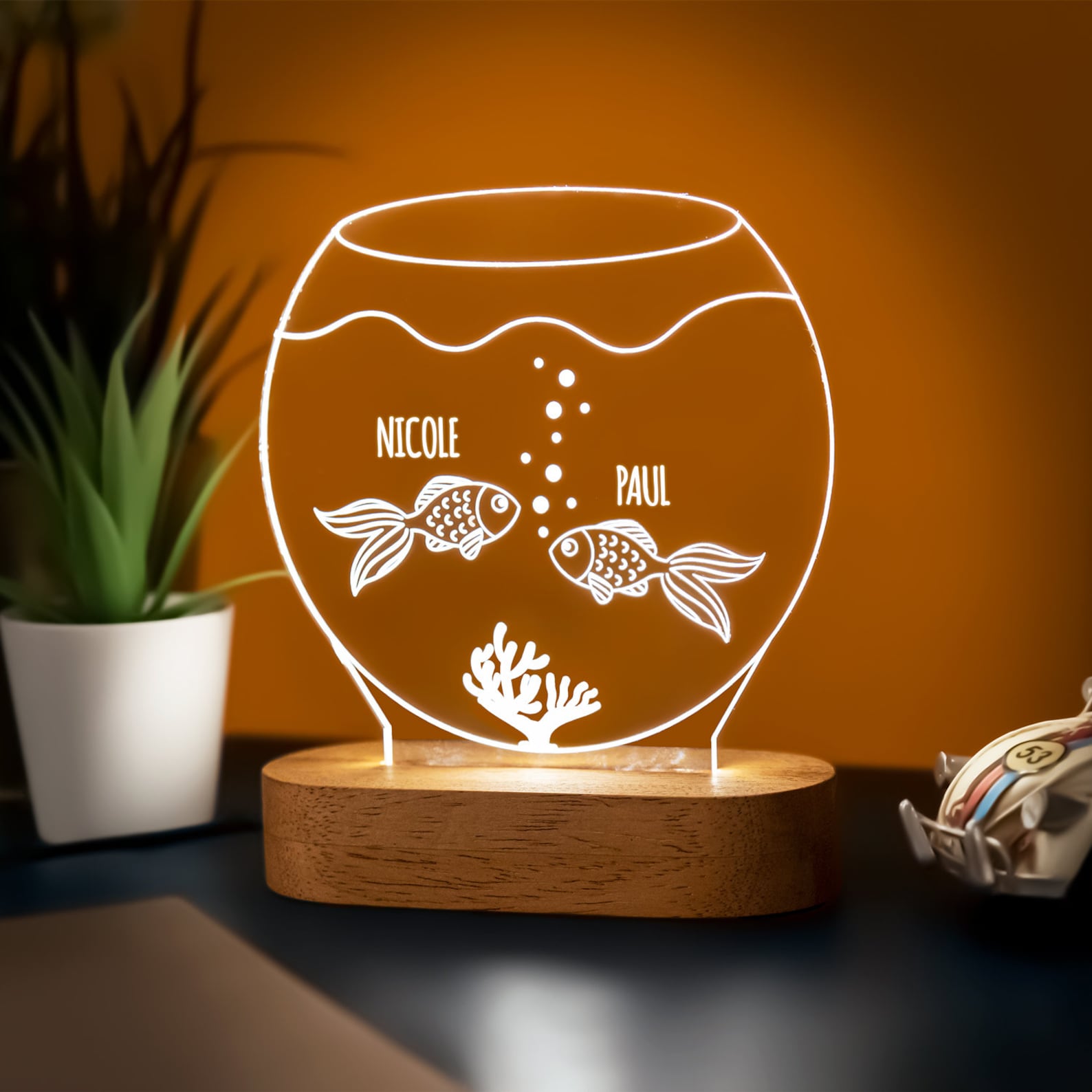 ATTOE 3D Fishing Lamp Illusion Night Light LED Fish Desk Table
